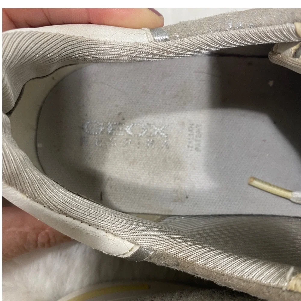 Geox Silver Snake Embossed‎ Leather Fashion Sneakers Casual Shoes Women's 9